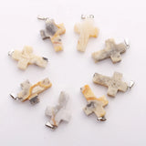Crazy Agates Stone Cross Beads Pendants for Jewelry Making - 30pcs