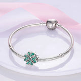 925 Sterling Silver Heart Shaped Clover Bead for Bracelet Making