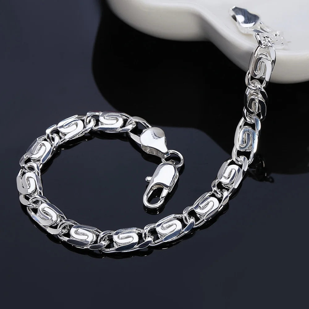 Vintage 925 Sterling Silver Chain Bracelet for Women