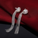 925 Silver Rose Flower Set: Bangle Bracelets Rings Necklaces