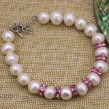 Natural Pearl Beaded Strand Bracelet 9-10mm Beads