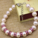 Natural Pearl Beaded Strand Bracelet 9-10mm Beads
