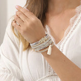 Rhinestone Owl Pendant Wide Bracelet for Women