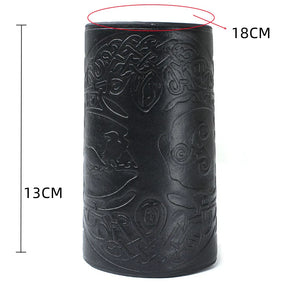 Thor's Hammer Pattern PU Leather Short Wrist Strap for Men