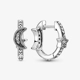 Sterling Silver Earrings Zircon Arrow Star Moon Shape Hollow Girls Ear Jewelry