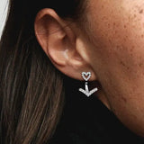 Sterling Silver Earrings Zircon Arrow Star Moon Shape Hollow Girls Ear Jewelry