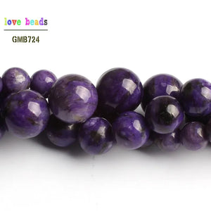 Charoite Stone Round Loose Beads for Jewelry Making Diy Bracelet Necklace 15''