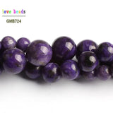 Charoite Stone Round Loose Beads for Jewelry Making Diy Bracelet Necklace 15''
