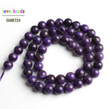 Charoite Stone Round Loose Beads for Jewelry Making Diy Bracelet Necklace 15''