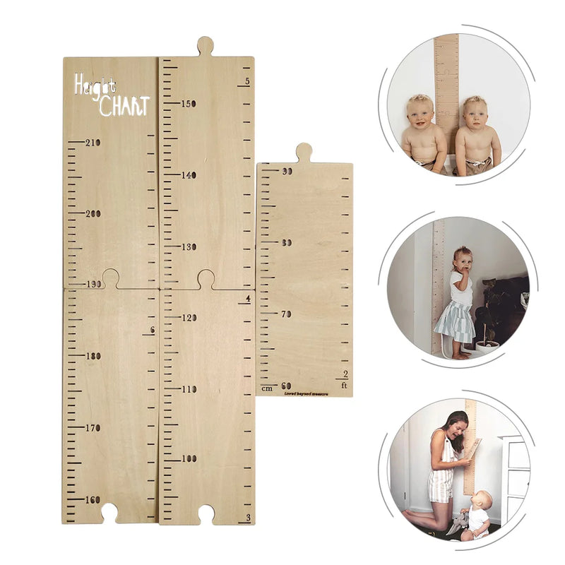 Kids Height Growth Chart Wall Decor Wooden Toddler Jungle Nursery Play Measure