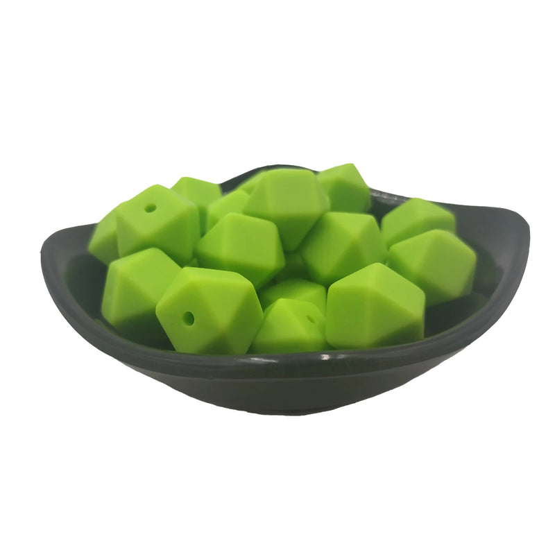 Chartreuse Hexagon Silicone Bead 14mm for DIY Keychain Bracelet Necklace