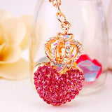 Crystal Crown Heart Key Chain Ring Holder Car Pendant Keyring Gift R083