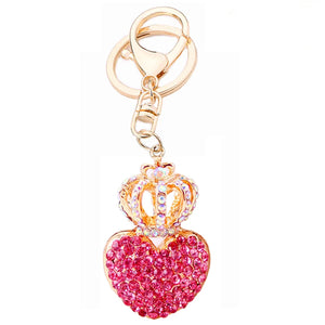 Crystal Crown Heart Key Chain Ring Holder Car Pendant Keyring Gift R083
