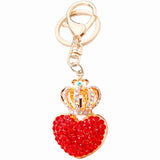 Crystal Crown Heart Key Chain Ring Holder Car Pendant Keyring Gift R083