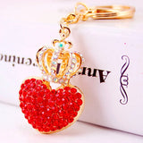 Crystal Crown Heart Key Chain Ring Holder Car Pendant Keyring Gift R083