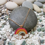 Chavin Cabochons Rainbow Heart Children Pendant Necklace