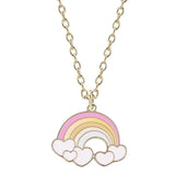 Chavin Cabochons Rainbow Heart Children Pendant Necklace