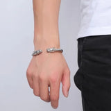 Chavin Dragon Steel Male Clamp Bracelet
