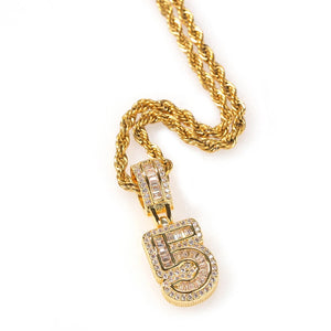 Diamond Number Pendant Necklace Personalized Silver Steel Initial Necklaces