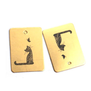 100pcs Yellow Cat Jewelry Display Tags 3x4cm for Jewelry