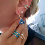 Micro Pave CZ Flower Charm Dangle Earrings for Women