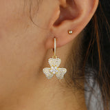 Micro Pave CZ Flower Charm Dangle Earrings for Women