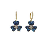 Micro Pave CZ Flower Charm Dangle Earrings for Women