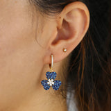 Micro Pave CZ Flower Charm Dangle Earrings for Women