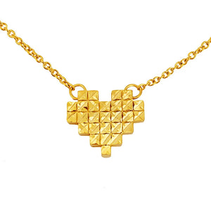 24k Yellow Gold Heart Pendant Necklace for Women, Bridal Clavicle Chain Jewelry