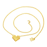 24k Yellow Gold Heart Pendant Necklace for Women, Bridal Clavicle Chain Jewelry