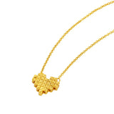 24k Yellow Gold Heart Pendant Necklace for Women, Bridal Clavicle Chain Jewelry