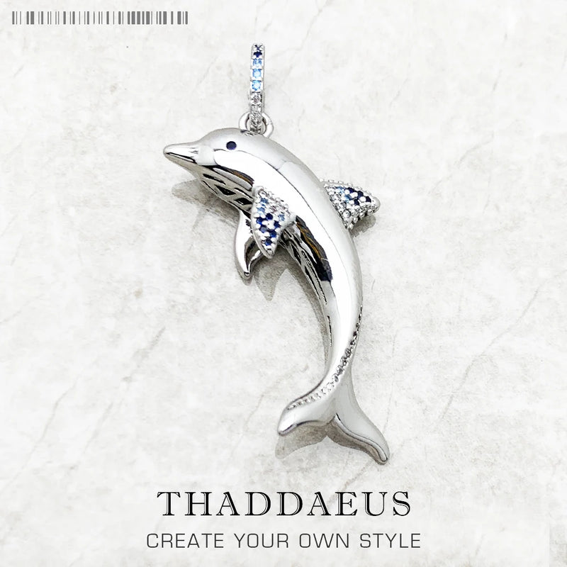 Cheerful Dolphin Pendant 925 Sterling Silver Jewelry Good Luck Gift