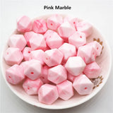 100pcs 14mm BPA Silicone Hexagon Teether Beads DIY Baby Shower Sensory Toy