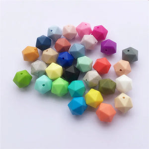 100pcs 14mm Silicone Icosahedron Teether Beads DIY Baby 20 side Beads
