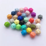 100pcs 14mm Silicone Icosahedron Teether Beads DIY Baby 20 side Beads