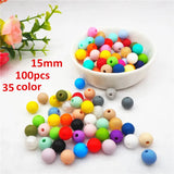 100pcs 15mm Silicone Teether Beads DIY Baby Chewing Nursing Jewelry Toy BPA