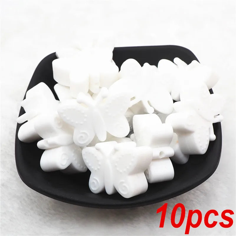 Chengkai 10pcs BPA Silicone Butterfly Teether Beads DIY Baby Shower Teething