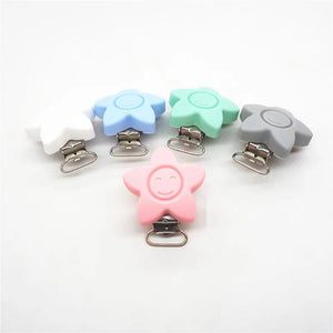 10pcs BPA Silicone Flower Star Clips DIY Baby Teether Pacifier Chain