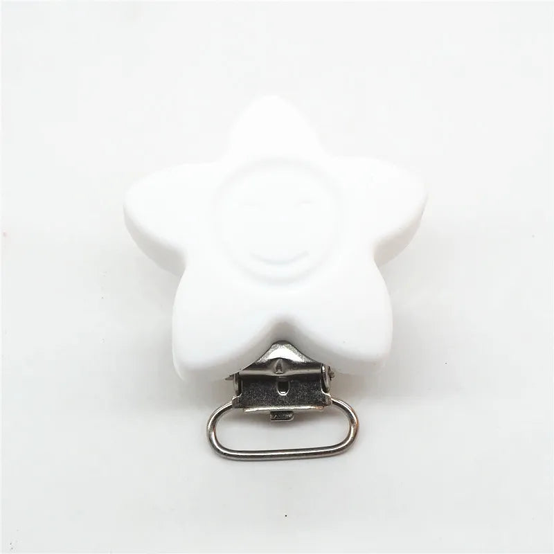 10pcs BPA Silicone Flower Star Clips DIY Baby Teether Pacifier Chain