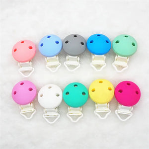 10pcs Plastic Silicone Round Teether Clips for DIY Baby Pacifier Dummy Soother