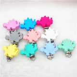 10pcs Silicone Dinosaur Teether Clips DIY Baby Pacifier Soother Sensory Toy
