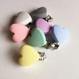 10pcs Silicone Heart Pacifier Clips DIY Baby Dummy Teether Chain Holder