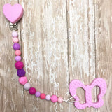 10pcs Silicone Heart Pacifier Clips DIY Baby Dummy Teether Chain Holder