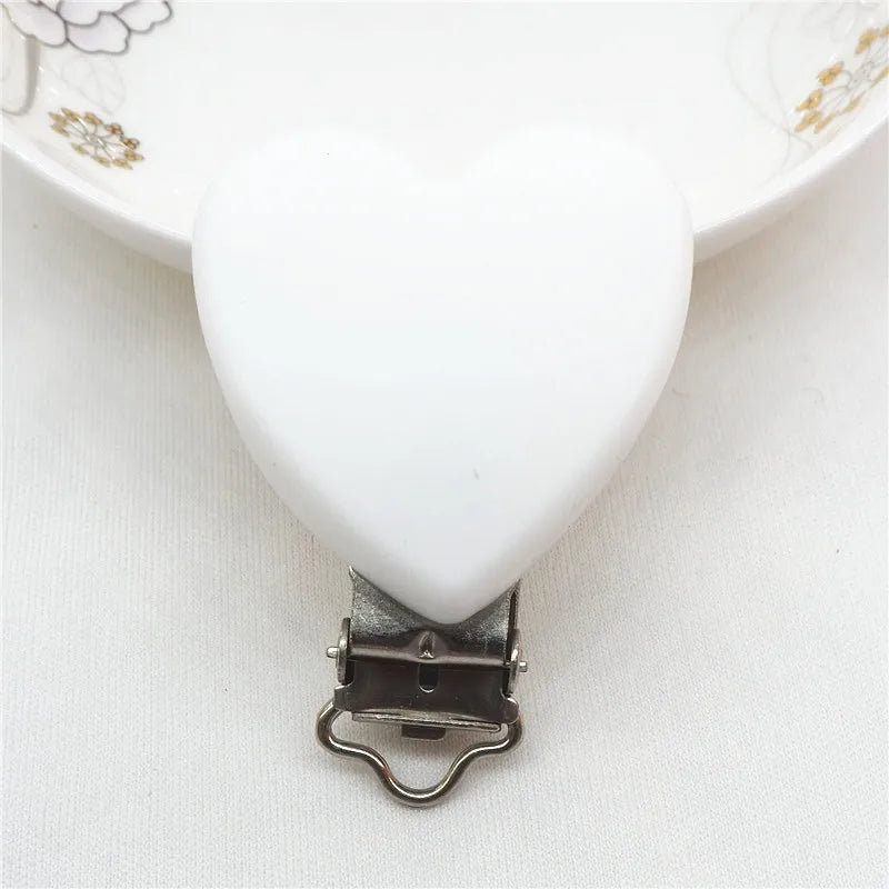 10pcs Silicone Heart Pacifier Clips DIY Baby Dummy Teether Chain Holder