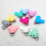 10pcs Silicone Teether Clips DIY Baby Cat Mouse Animal Pacifier Dummy