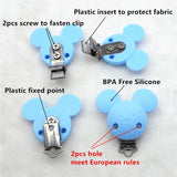 10pcs Silicone Teether Clips DIY Baby Cat Mouse Animal Pacifier Dummy