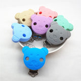 10pcs Silicone Teether Clips DIY Baby Pacifier Round Bear Flower