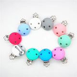 10pcs Silicone Teether Clips DIY Baby Pacifier Round Bear Flower