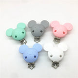 10pcs Silicone Teether Clips DIY Baby Pacifier Round Bear Flower
