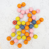 Chenkai 100PCS Silicone Print Beads Baby Round Shaped Teething Toy